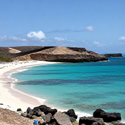 Caribbean Holidays, Aruba Adventure Holidays, A sunny coastal view of Aruba in June, with turquoise sea, sandy beach and rugged desert landscape