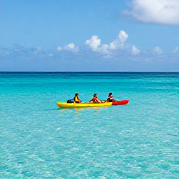 Caribbean Holidays, Aruba Adventure Holidays, Kayakers and snorkellers enjoying clear turquoise water near Aruba's coastline