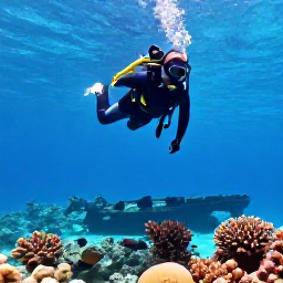 Caribbean Holidays, Aruba Adventure Holidays, Snorkellers and divers exploring clear Caribbean water around Aruba&rsquo;s coral reefs, with colourful fish and a shipwreck below