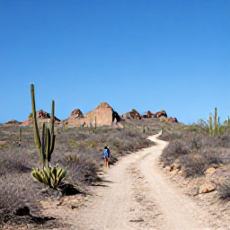 Caribbean Holidays, Aruba Adventure Holidays, Visitors hiking through Aruba&rsquo;s dry countryside among cacti, rock formations and dusty trails beneath a bright blue sky