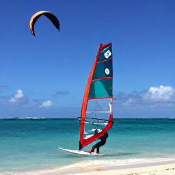 Caribbean Holidays, Aruba Adventure Holidays, Windsurfers and kitesurfers enjoying steady trade winds on a bright Aruba beach with turquoise water