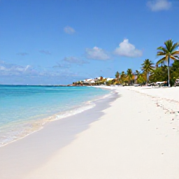 Caribbean Holidays, Aruba Beach Holidays, Wide white-sand beach in Aruba with calm turquoise water, palm trees and bright Caribbean sunshine