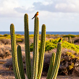 Caribbean Holidays, Aruba Birdwatching, Colourful Caribbean birds resting among cacti and coastal shrubs in Aruba's warm December sunshine