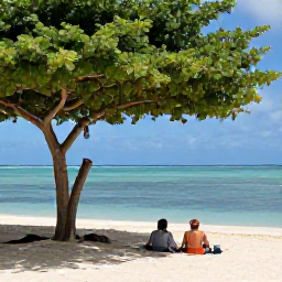 Caribbean Holidays, Aruba Business Class, Aruba coastline with calm turquoise sea, Divi Divi trees, sandy beach and a couple enjoying a peaceful holiday