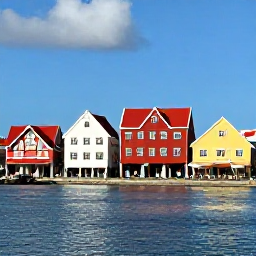 Caribbean Holidays, Aruba Business Class, Colourful Oranjestad waterfront in Aruba with Dutch colonial buildings, shops and sunny streets