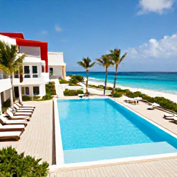 Caribbean Holidays, Aruba Business Class, Luxury beach resort in Aruba with a stylish pool, sun loungers and palm-fringed coastline