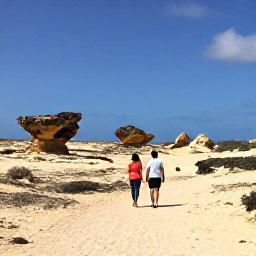Caribbean Holidays, Aruba Couples Holidays, A couple exploring the rugged desert landscape and natural rock formations of Arikok National Park in Aruba