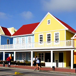 Caribbean Holidays, Aruba Culture Holidays, Visitors walking among colourful buildings, museums and open-air caf&eacute;s in central Oranjestad, Aruba
