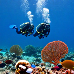 Caribbean Holidays, Aruba Diving April, Scuba divers swimming above a shallow reef with colourful fish and sea fans near Aruba