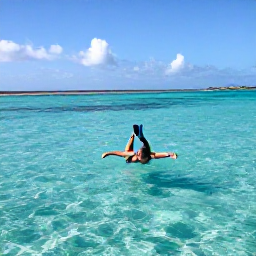 Caribbean Holidays, Aruba Diving February, A diver descending into clear turquoise water beside Aruba&rsquo;s sunny coastline in February