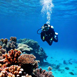 Caribbean Holidays, Aruba Diving March, A scuba diver exploring a colourful coral reef in clear turquoise water off Aruba in March