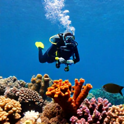 Caribbean Holidays, Aruba Diving May, Scuba divers swimming above colourful coral, sponges and tropical fish near Aruba