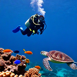 Caribbean Holidays, Aruba Diving November, Scuba divers observing colourful tropical fish, sea turtles and coral formations on an Aruba reef