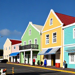 Caribbean Holidays, Aruba February Business Class, Visitors exploring Oranjestad Aruba with colourful Dutch Caribbean buildings, shops and sunny streets