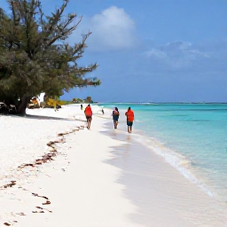 Caribbean Holidays, Aruba February Holidays, Aruba coastline near Eagle Beach with soft white sand, clear water, Divi Divi trees and visitors walking beside the sea