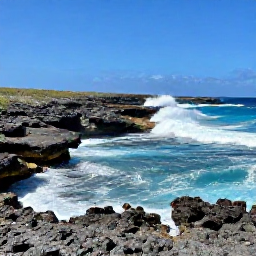 Caribbean Holidays, Aruba February Hotspots, Dramatic view of the Natural Pool in Arikok National Park, Aruba, with volcanic rocks, foaming waves and a clear blue sky