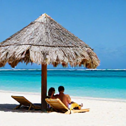 Caribbean Holidays, Aruba Honeymoon November, Romantic couple relaxing beneath a palapa on Eagle Beach, white sand and clear Caribbean water in Aruba