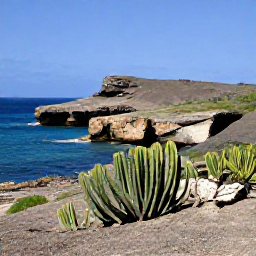 Caribbean Holidays, Aruba in April, Natural landscape in Arikok National Park, Aruba, showing rugged coastline, cacti, rocky hills and clear blue sky