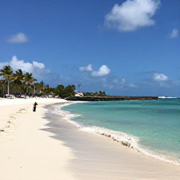 Caribbean Holidays, Aruba in August, A peaceful Aruba beach in August with calm turquoise water, white sand, palm trees and a snorkeller near the shore