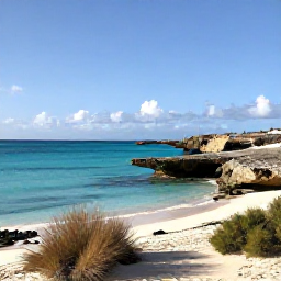 Caribbean Holidays, Aruba in February, A sunny February morning on Aruba's rugged northern coastline, with turquoise sea, pale sand, desert shrubs and a clear blue sky