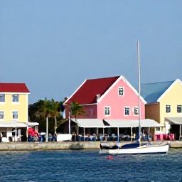 Caribbean Holidays, Aruba in February, Colourful Oranjestad waterfront in Aruba, pastel buildings, local caf&eacute;s, palm trees and visitors exploring the town on a sunny February day