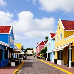 Caribbean Holidays, Aruba in January, Colourful Oranjestad street in Aruba with Dutch colonial buildings, shops and outdoor caf&eacute;s