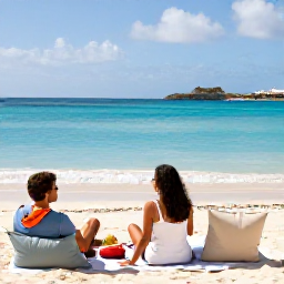 Caribbean Holidays, Aruba in January, Couple enjoying a peaceful January holiday in Aruba beside a bright blue sea, with a comfortable resort setting