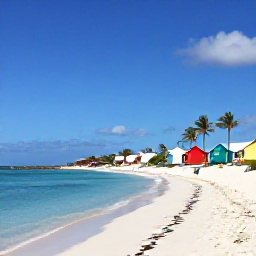 Caribbean Holidays, Aruba in July, White sandy beach and calm turquoise water in Aruba under a sunny July sky, with palm trees and colourful beach huts