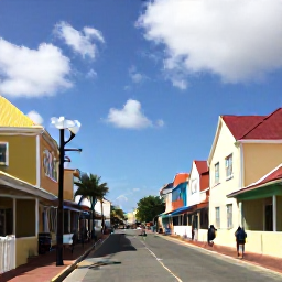 Caribbean Holidays, Aruba in November, A sunny street in Oranjestad, Aruba, with colourful Dutch-Caribbean buildings, palm trees and relaxed pedestrians