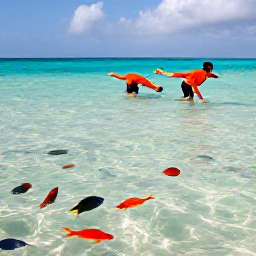 Caribbean Holidays, Aruba in October, Travellers snorkelling in clear shallow water near Aruba, with colourful fish, a sandy seabed and bright Caribbean sunlight