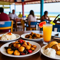 Caribbean Holidays, Aruba in September, Traditional Aruban food served at a welcoming local restaurant, including keshi yena, seafood, plantain and colourful tropical drinks