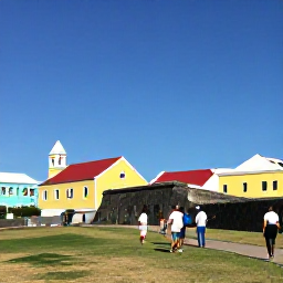 Caribbean Holidays, Aruba in September, Visitors exploring Fort Zoutman and the Historical Museum in Oranjestad, with colourful buildings and clear blue Caribbean sky