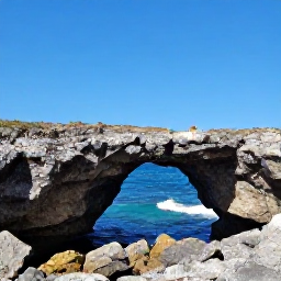 Caribbean Holidays, Aruba Instagram Hotspots, A dramatic natural rock bridge and rugged coastline in Aruba under a clear blue sky