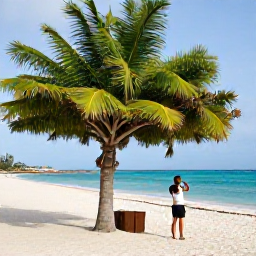 Caribbean Holidays, Aruba Instagram Spots, A bright November morning at Eagle Beach in Aruba, with white sand, turquoise water, fofoti trees and a traveller taking photographs
