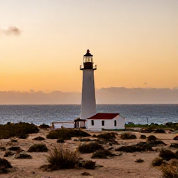 Caribbean Holidays, Aruba Instagram Spots, Aruba coastline viewed from California Lighthouse at sunset, with desert landscape, sea and warm orange sky