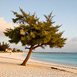 Caribbean Holidays, Aruba Instagram Spots, Iconic fofoti trees bending towards the sea on a wide white-sand beach in Aruba, photographed at golden hour