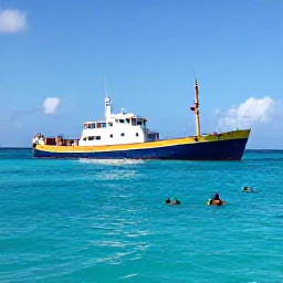 Caribbean Holidays, Aruba Instagram Spots, Turquoise Caribbean sea viewed from a colourful snorkel boat near the SS Antilla shipwreck off Aruba, with swimmers in the water