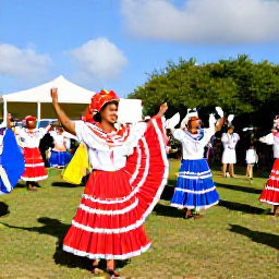 Caribbean Holidays, Aruba January, Aruban cultural festival with traditional dancers, live music and families enjoying an outdoor celebration