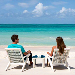 Caribbean Holidays, Aruba January Holidays, Couple enjoying a peaceful adults-only Aruba holiday on a sunlit terrace overlooking the Caribbean Sea