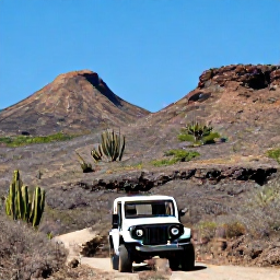 Caribbean Holidays, Aruba June Holidays, A rugged Aruba landscape with Arikok National Park, cacti, rocky hills and a small open jeep exploring the sunny island in June