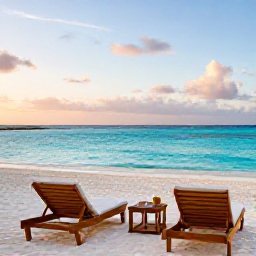 Caribbean Holidays, Aruba Luxury Holidays, A luxurious beachfront resort in Aruba at sunrise, with turquoise sea, white sand and elegant loungers