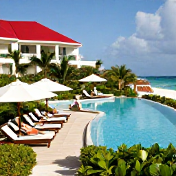 Caribbean Holidays, Aruba Luxury Holidays, An elegant beachfront hotel in Aruba with an infinity pool, private cabanas, tropical gardens and guests relaxing in October sunshine