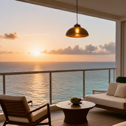 Caribbean Holidays, Aruba Luxury Holidays, Elegant luxury hotel suite in Aruba with balcony overlooking the Caribbean Sea at sunset