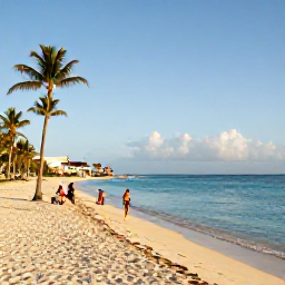 Caribbean Holidays, Aruba March Holidays, Golden Caribbean beach in Aruba with calm turquoise water, palm trees and travellers enjoying a sunny March afternoon