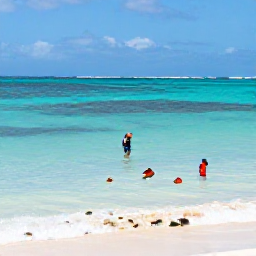 Caribbean Holidays, Aruba Nature Holidays, Calm turquoise water at Baby Beach with snorkellers viewing colourful fish near the shore