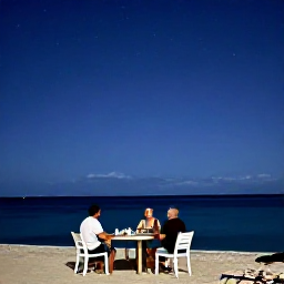 Caribbean Holidays, Aruba Nature Holidays, Relaxed outdoor evening in Aruba in December, with travellers dining near the coast beneath a clear starry sky