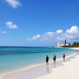 Caribbean Holidays, Aruba November Holidays, Sunny Palm Beach in Aruba with calm turquoise water, white sand and relaxed holidaymakers in November