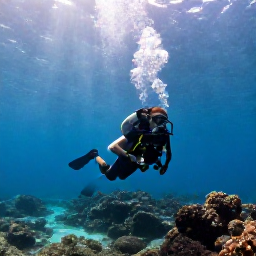 Caribbean Holidays, Aruba Scuba Diving, Scuba diver exploring a clear Caribbean reef near Aruba in warm December sunshine