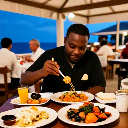 Caribbean Holidays, Aruba Solo December, Solo diner enjoying fresh seafood at a welcoming outdoor restaurant in Aruba during a warm December evening