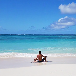 Caribbean Holidays, Aruba Solo Holidays, A solo traveller relaxing on a sunny Aruba beach in April, turquoise Caribbean water, pale sand, gentle trade winds, natural travel photography